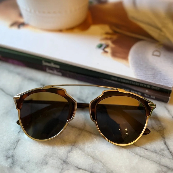 DIOR SO REAL Women’s Split Lens Mirrored Sunglasses 48mm Aviator luxury tortoise - Picture 2 of 16